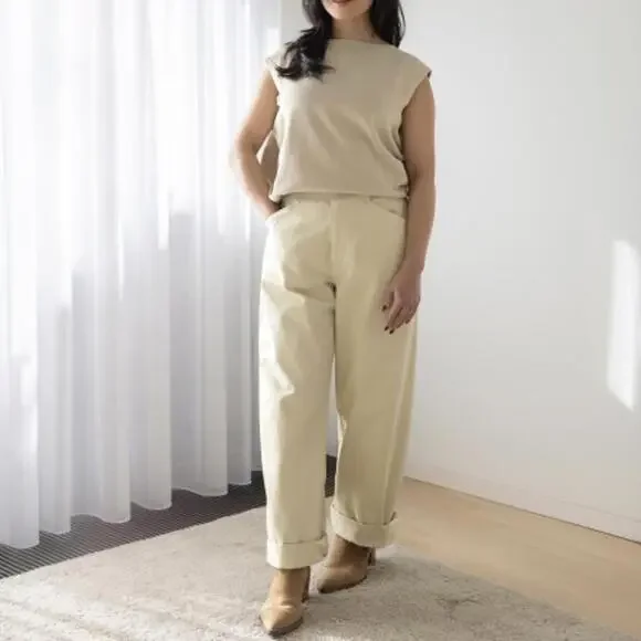 Uniqlo U Sleeveless Crew Neck Cotton Cocoon Sweater Beige Small - Picture 2 of 4